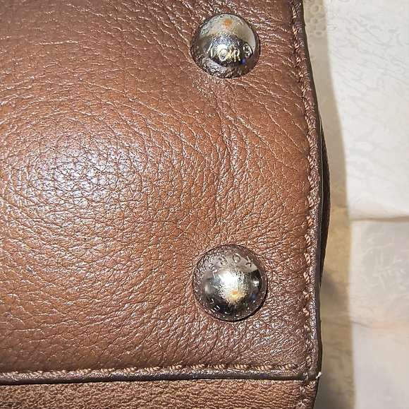 Michael Kors Hamilton Genuine Leather Brown Satchel Shoulder Bag - Picture 7 of 13